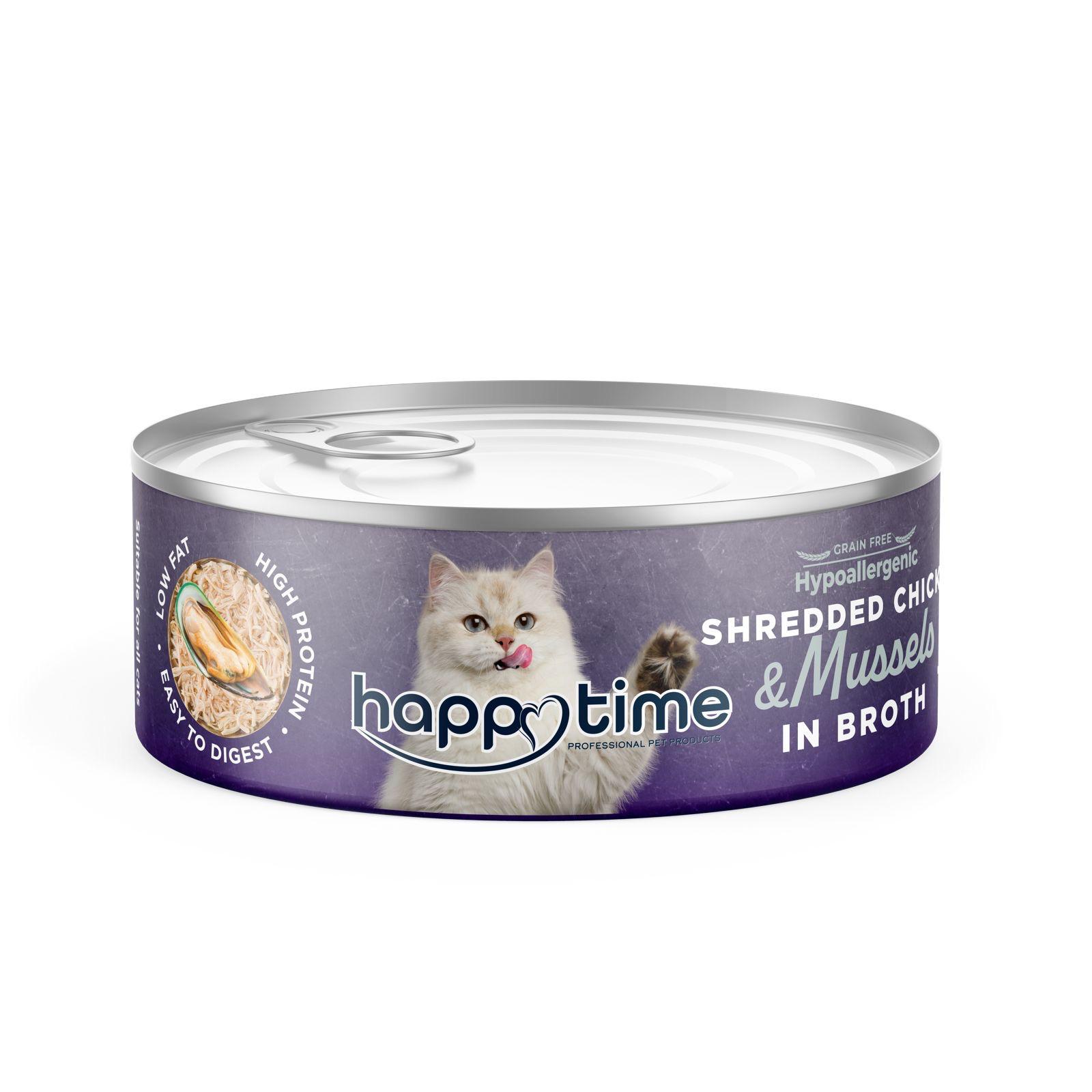 HAPPY TİME TİFTİKLİ TAVUK-MİDYE KEDİ KON.70GR*24